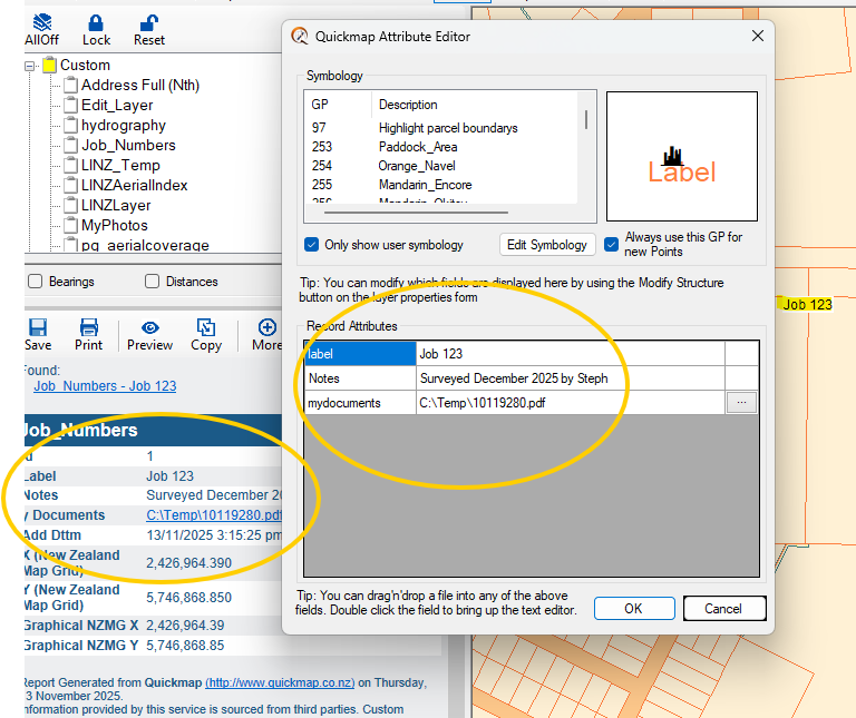 Enter Labels and Notes